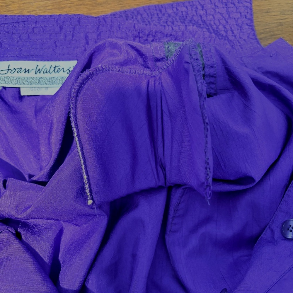 Vintage Joan Walters Woman's Nylon Button Up Jumpsuit Size 8 Purple 80's 90's - Picture 7 of 16